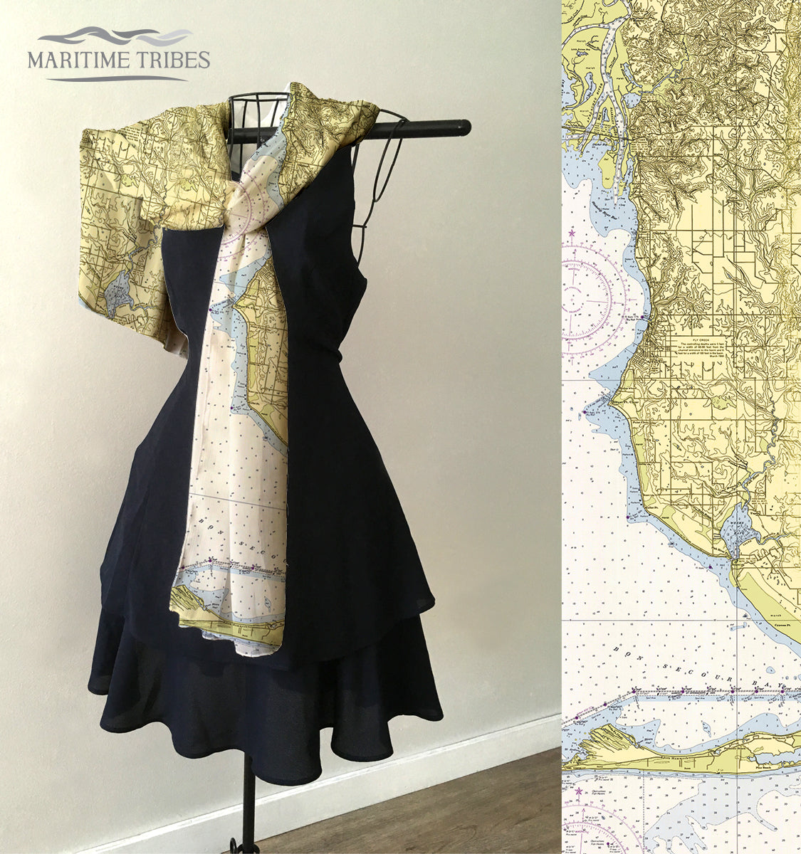 Point Clear and Mobile Bay, AL Nautical Chart Scarf