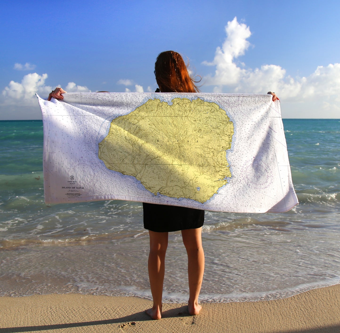 Kauai Island HI Nautical Chart Quick Dry Towel