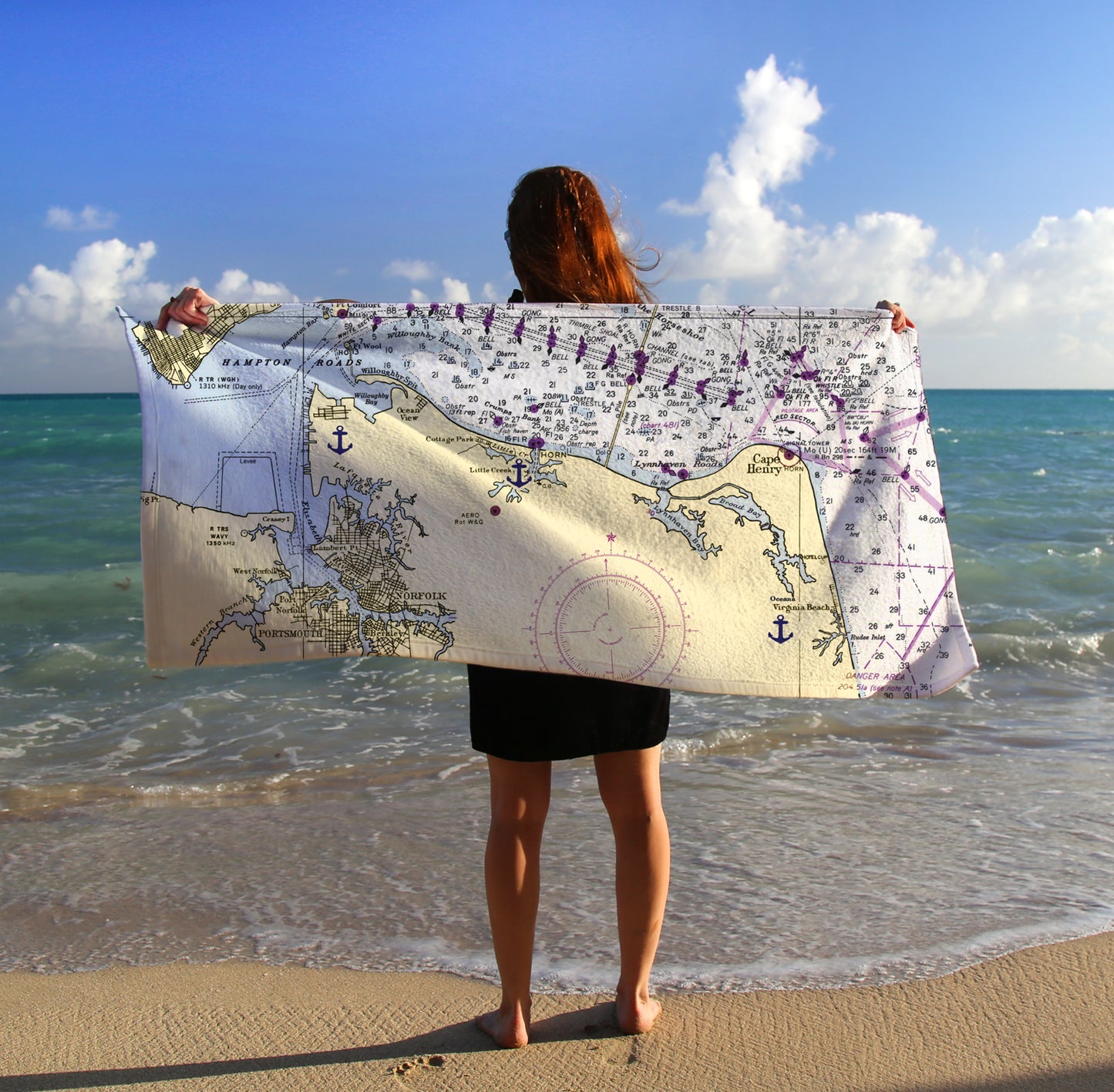 Virginia Beach, VA Nautical Chart - UPC# 665871554375, Retail $51.99 Quick Dry Towel