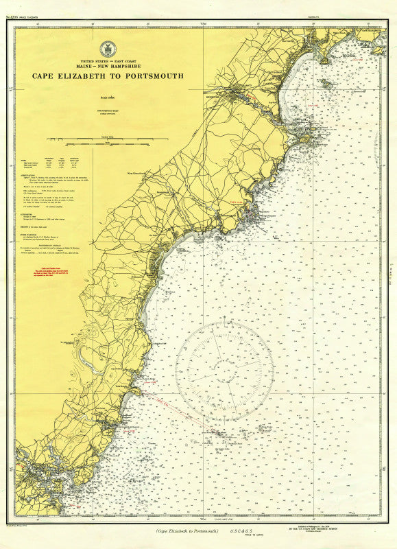 Cape Elizabeth To Portsmouth Nautical Chart Scroll