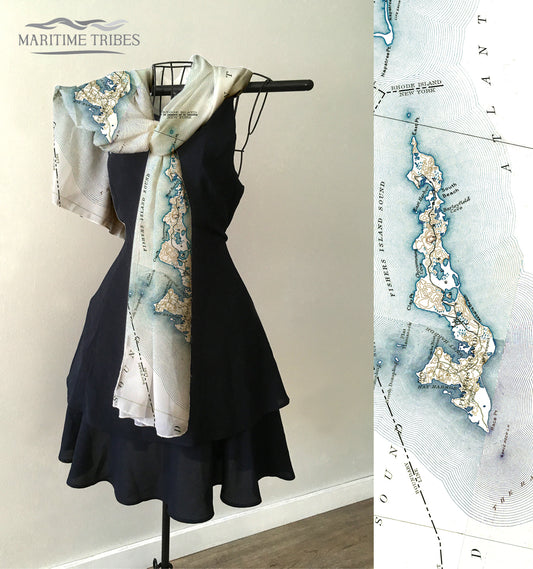 Fishers Island Sound Antique Map Scarf