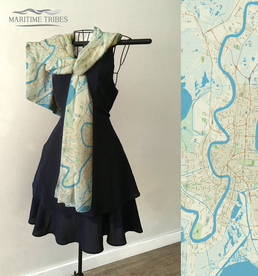 New Orleans, LA Charted Territory map Scarf