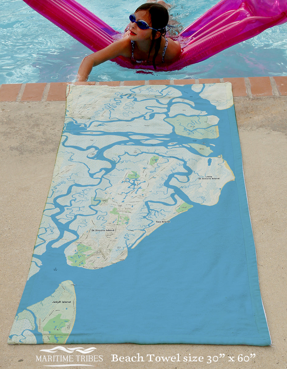 St Simmons Island GA Charted Territory Quick Dry Towel