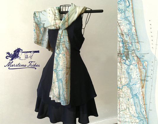 St. Augustine Vintage Topographical Map Scarf