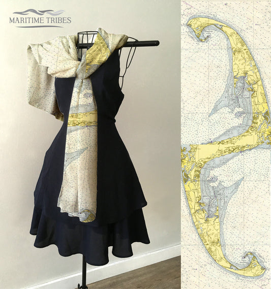 Cape Cod - Wellfleet to Provincetown Vintage Chart Scarf