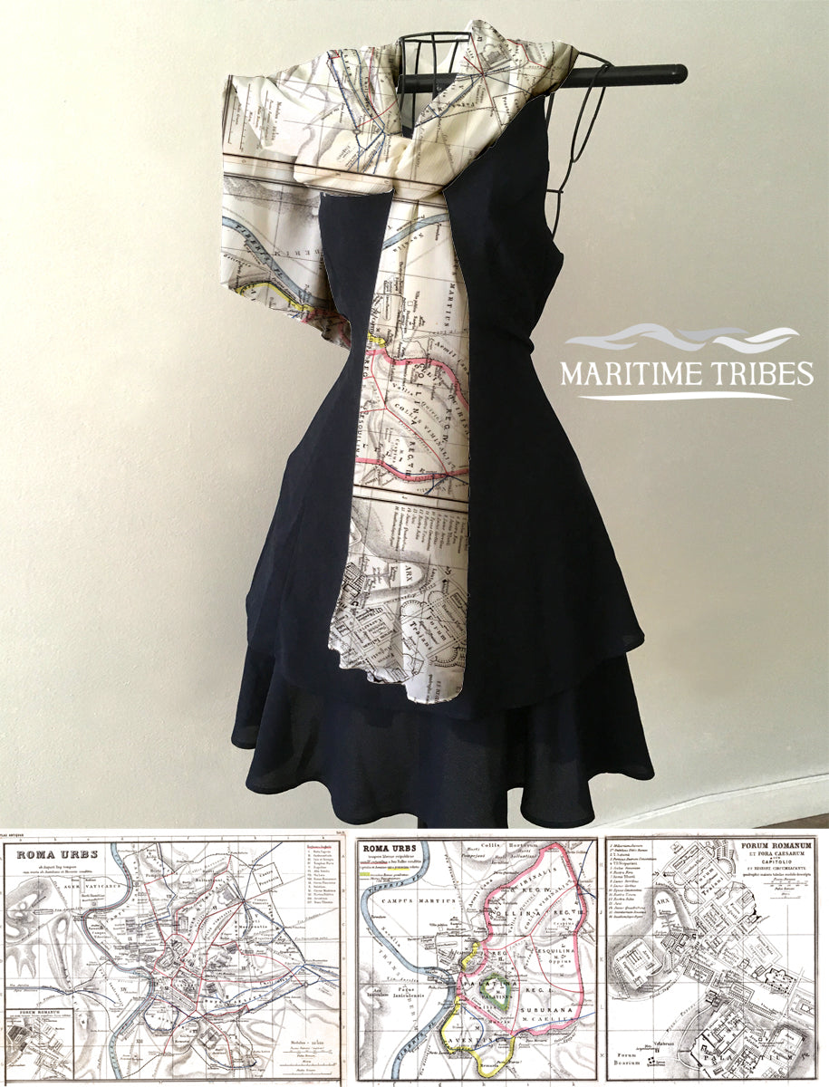 Rome Roma Italy Antique Map Scarf