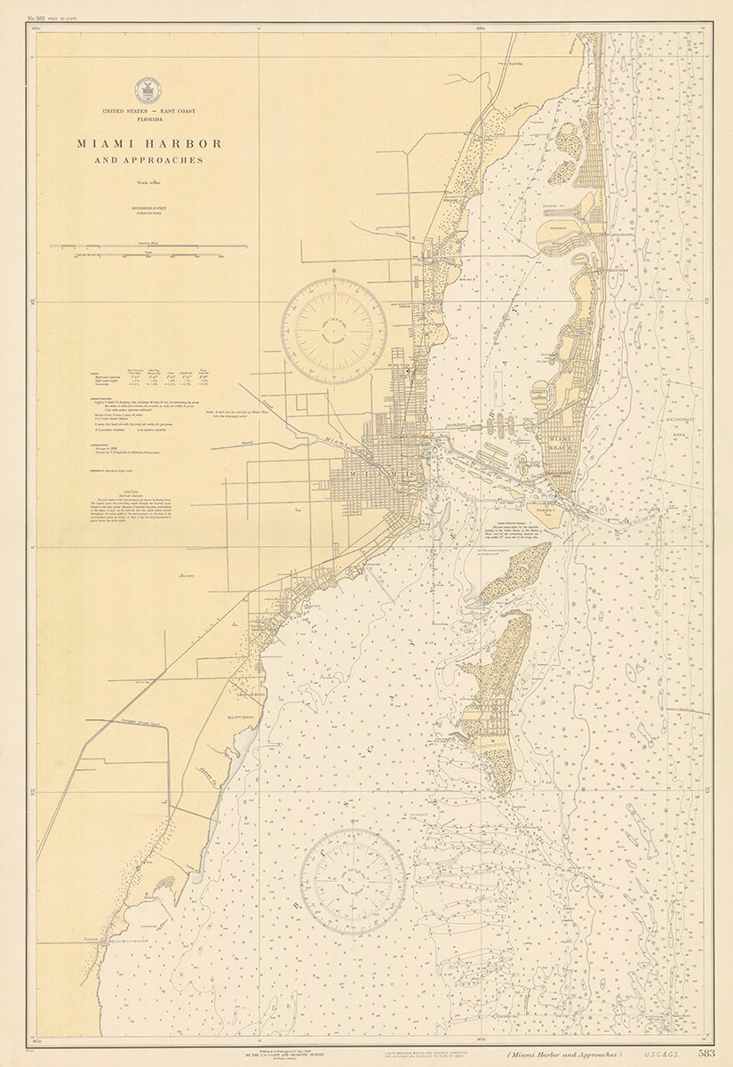 Miami Harbor And Approaches 1930 Scroll