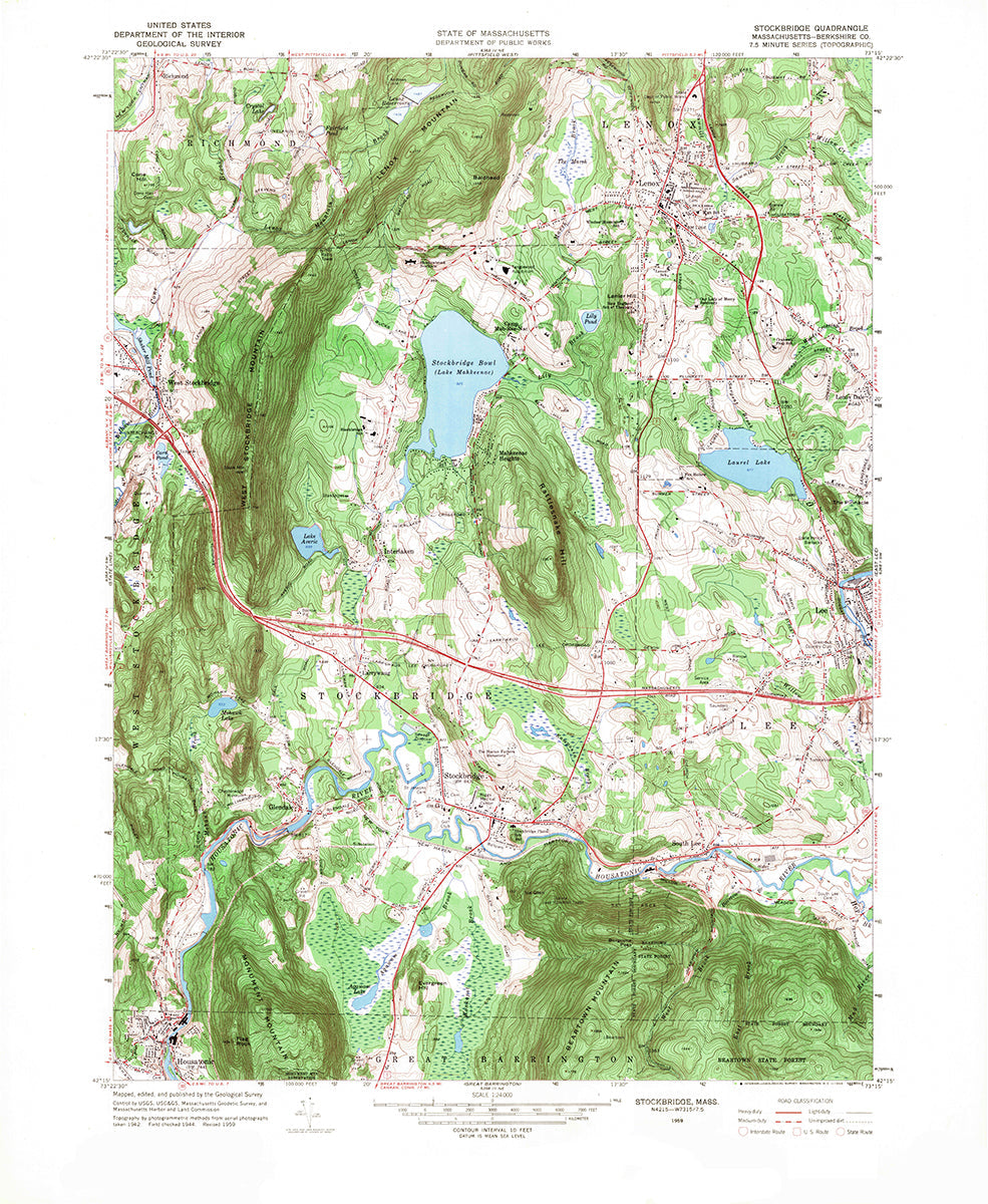 Lenox, MA Vintage Topo Map Scroll