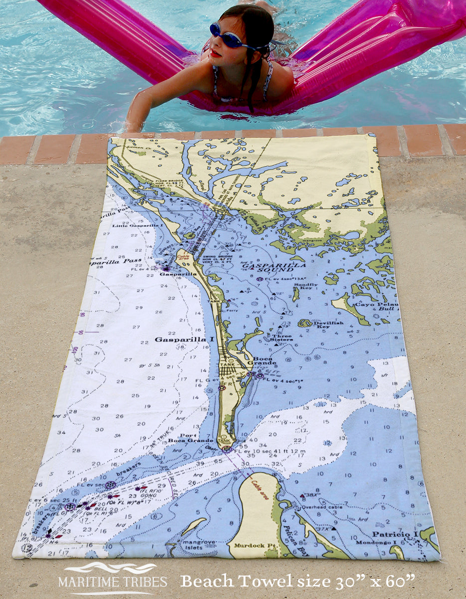 Boca Grande, FL Nautical Chart Quick Dry Towel