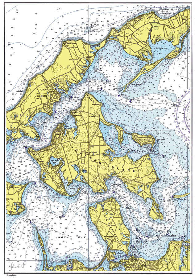 Shelter Island, NY Nautical Chart Scroll