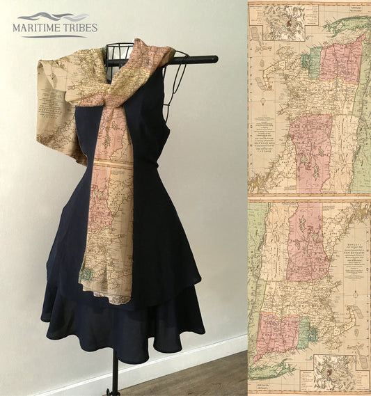 New England Vintage Map Scarf